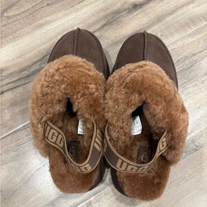 UGG Funkette Brown Shearling Slippers